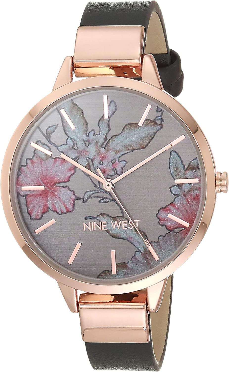 230816062423615_1 Nine West Women's Floral Dial Strap Watch - Image 1